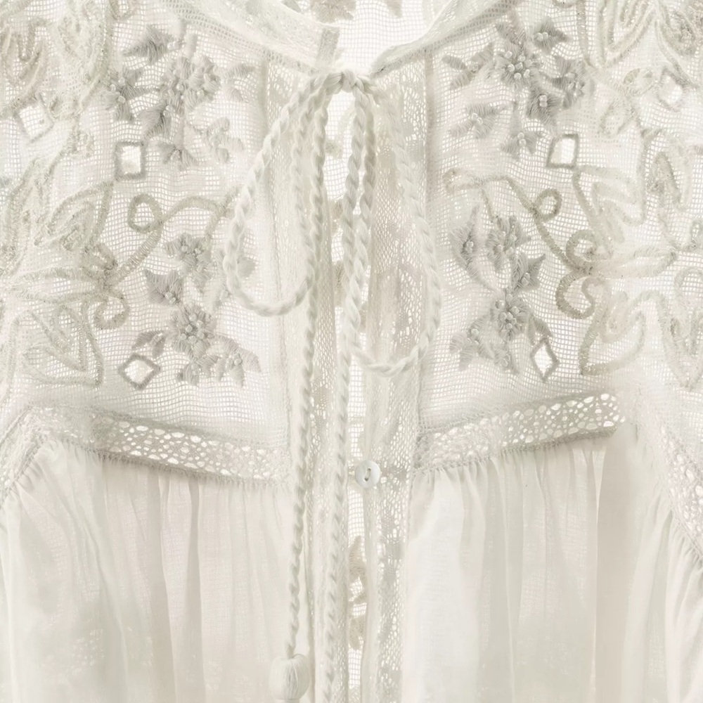 Limited Edition Embroidered Lace Top, Oyster White, Zara, L, NWT - Picture 12 of 13